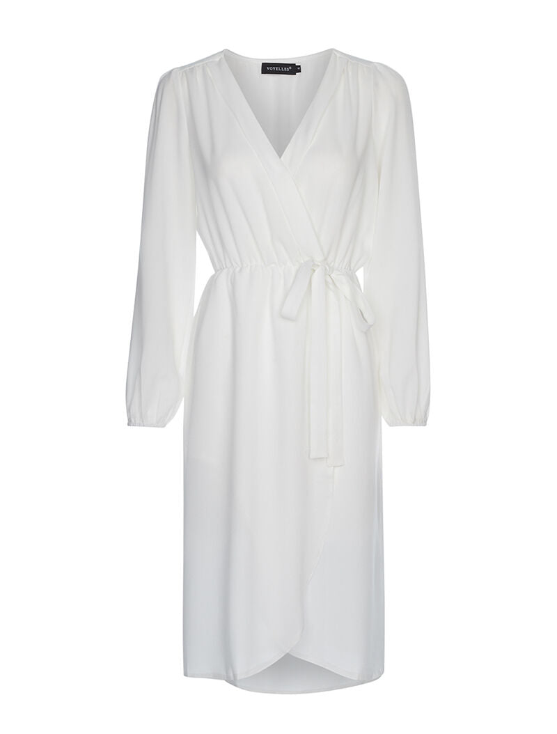 Robe fluide à manches ballon - blanc - 1
