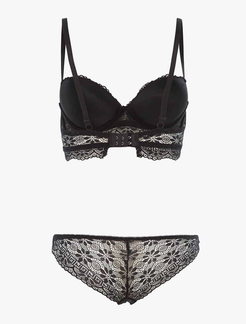 Ensemble à broderies motifs fleurs - noir - 2