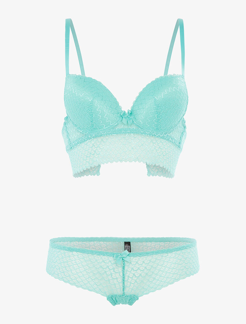 Ensemble SG et shorty dentelle vagues - turquoise - 3
