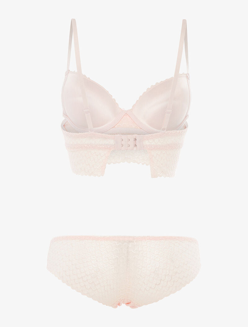 Ensemble SG et shorty dentelle vagues - rose orange - 2