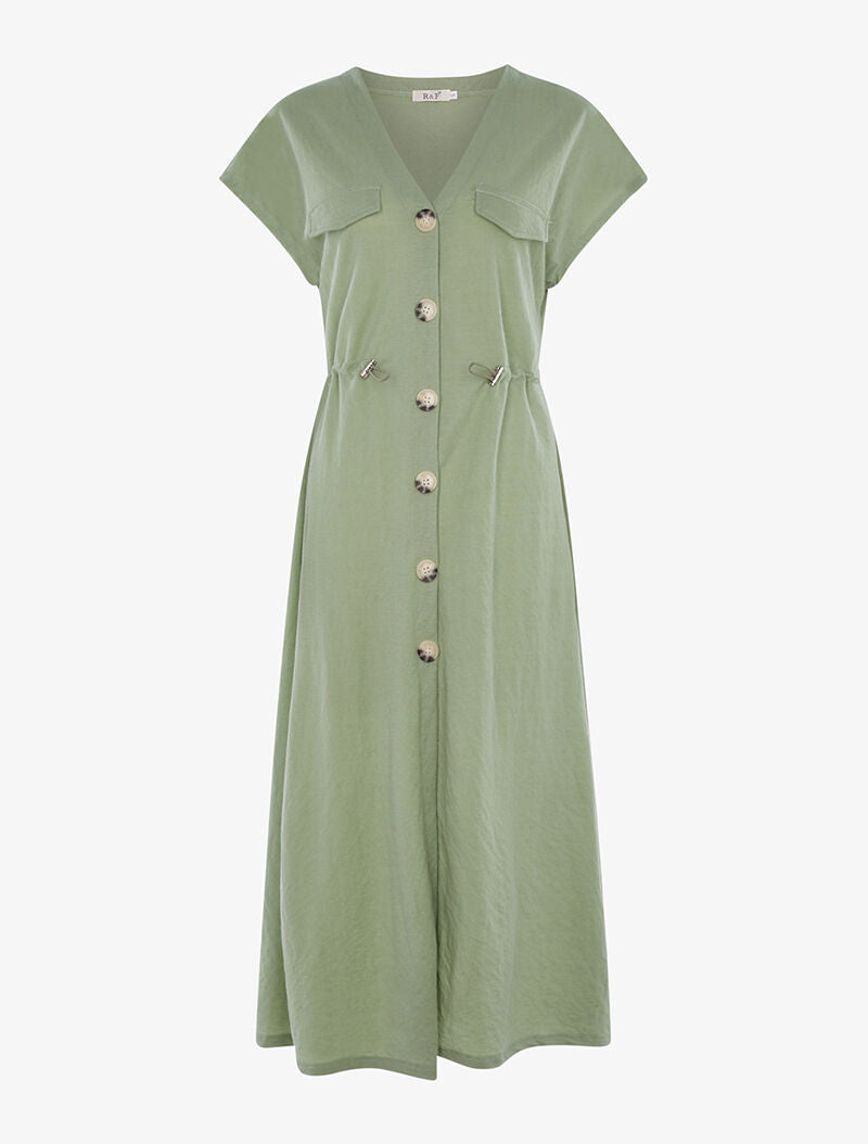 Robe chasuble à boutonnière - vert clair - 1