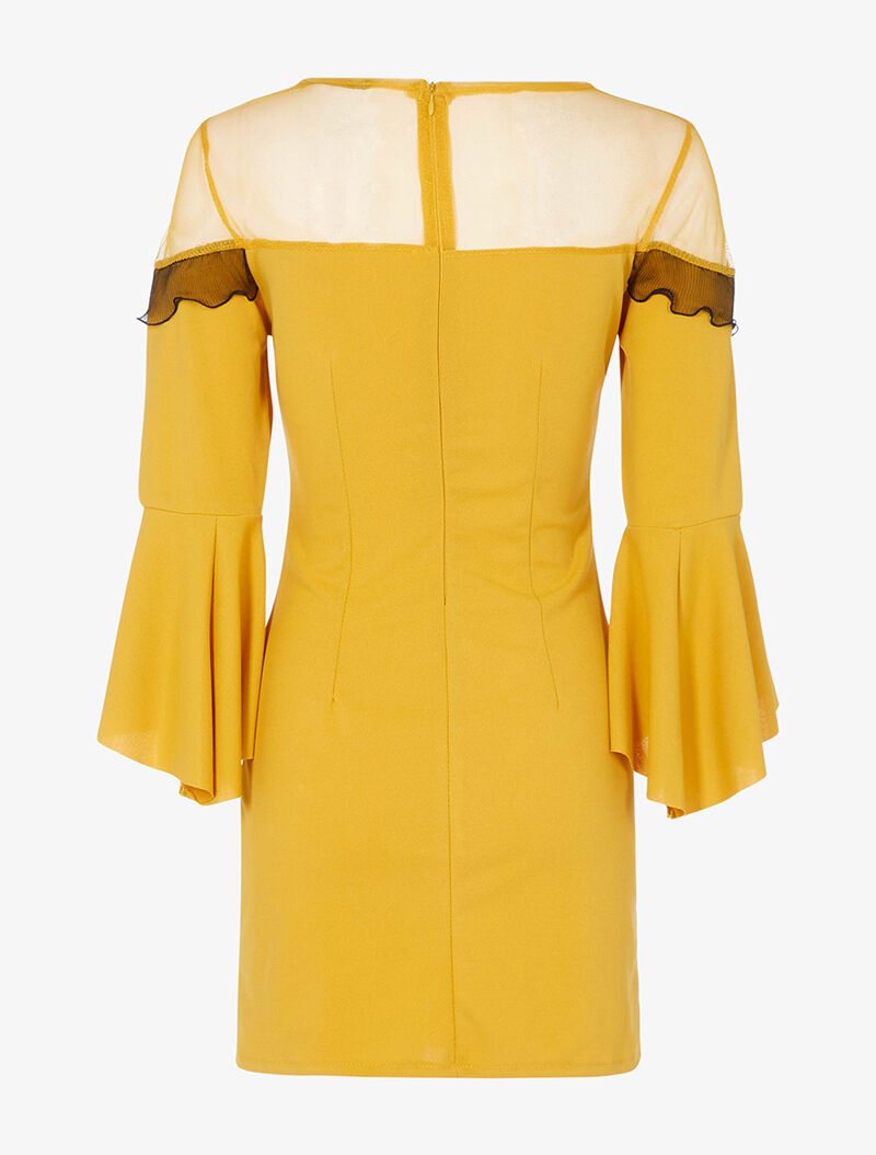 Robe courte volantée - safran - 2