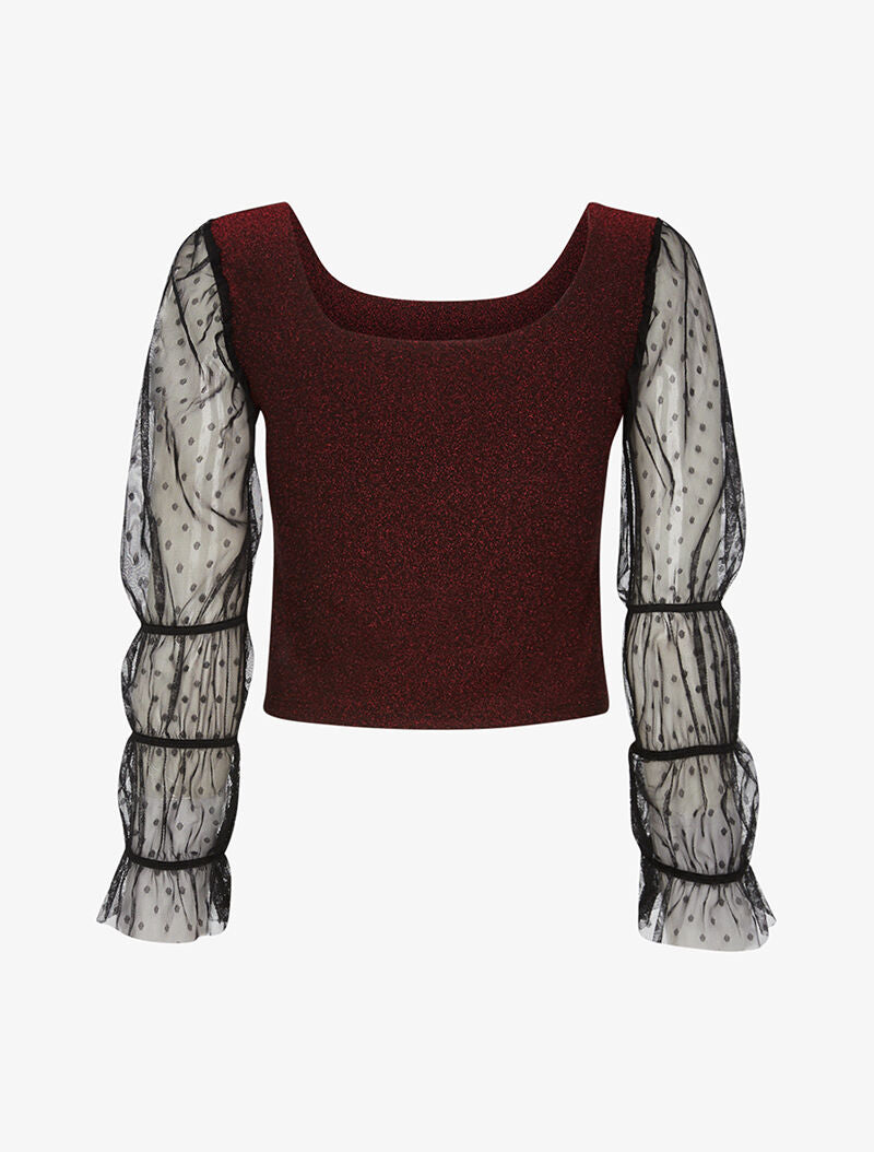 Crop top scintillant - rouge - 2