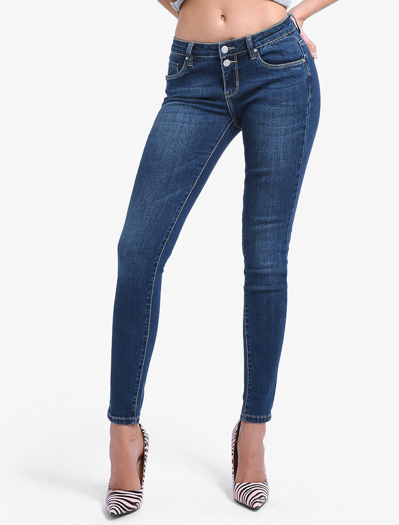 Jean skinny taille basse - denim brut - 1