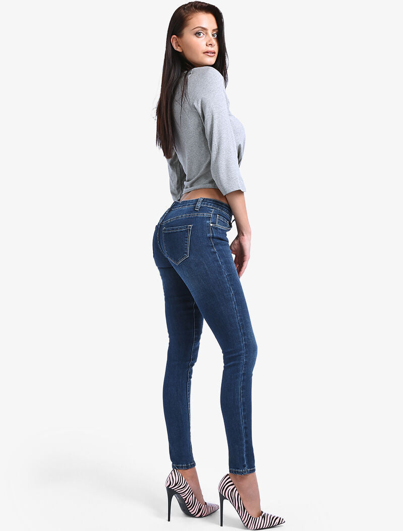 Jean skinny taille basse - denim brut - 3