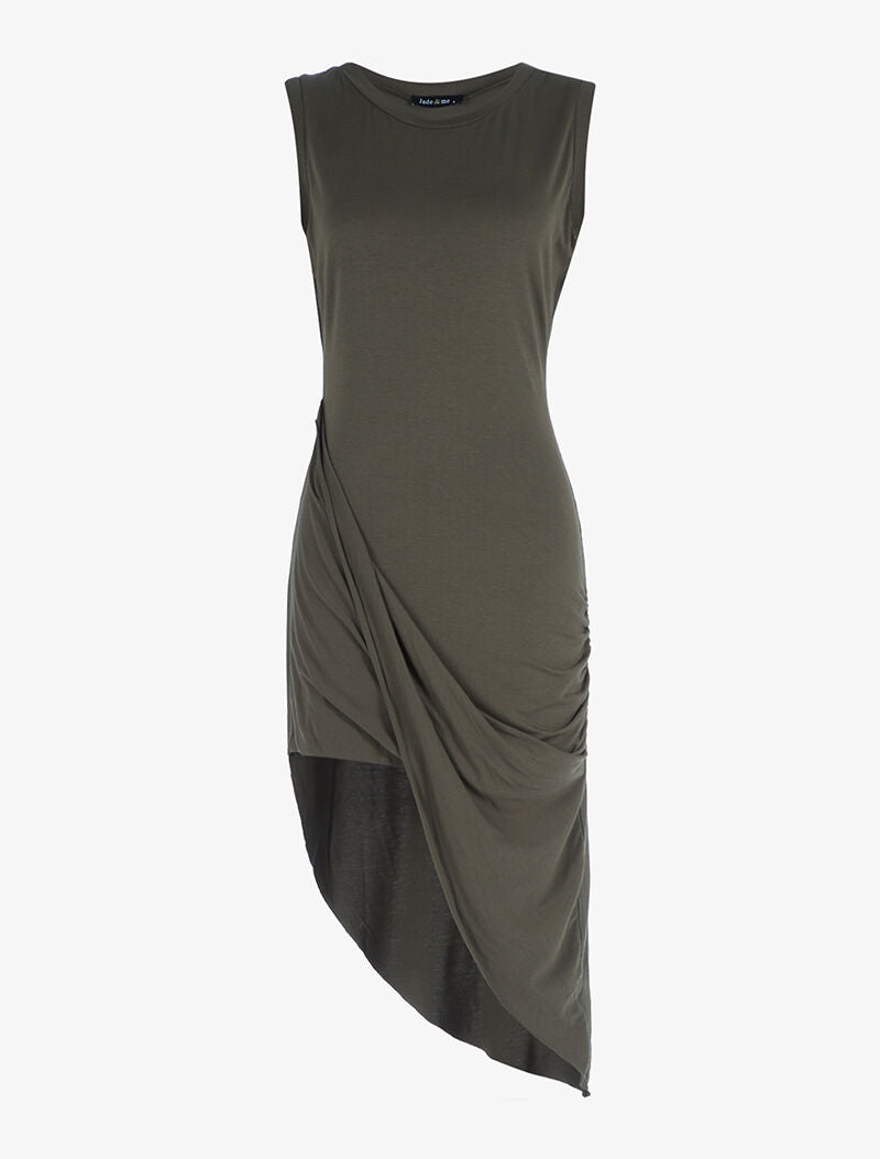 Robe coupe asymétrique - kaki - 1