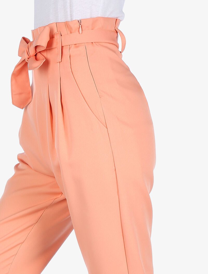 Pantalon taille haute à plis permanents - rose - 3