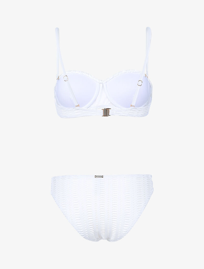 Bikini à balconnet à doublure ajourée graphique - blanc - 2