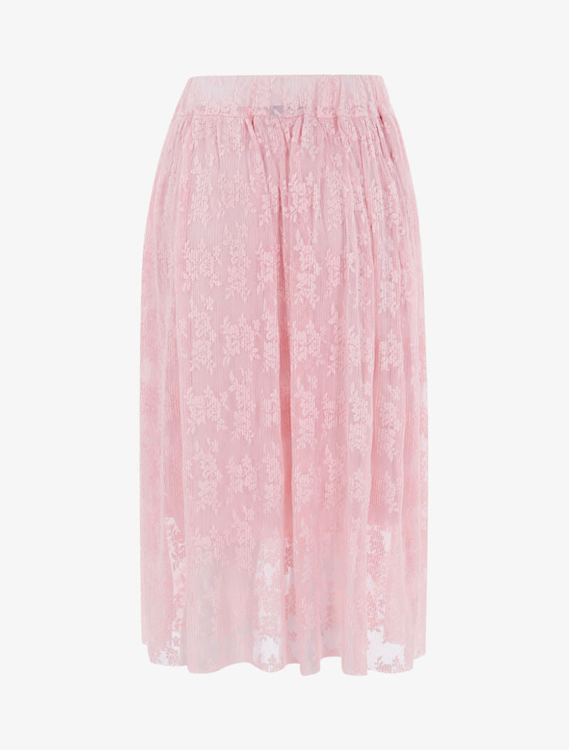 Jupe midi doublé en dentelle - rose - 2