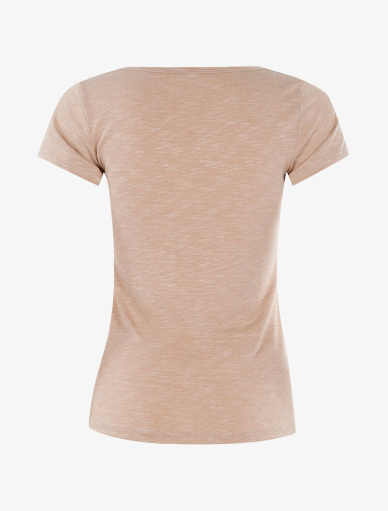 T-shirt chiné à détails chaînettes - beige - 2