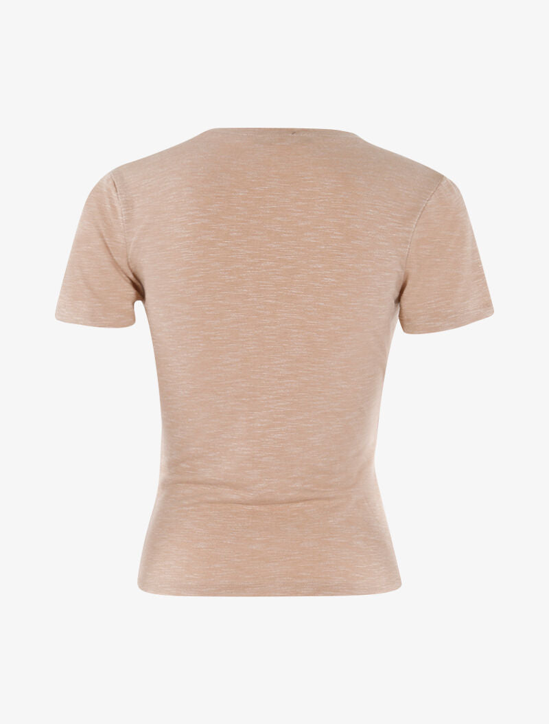Top chiné à épaules strassées - beige - 2