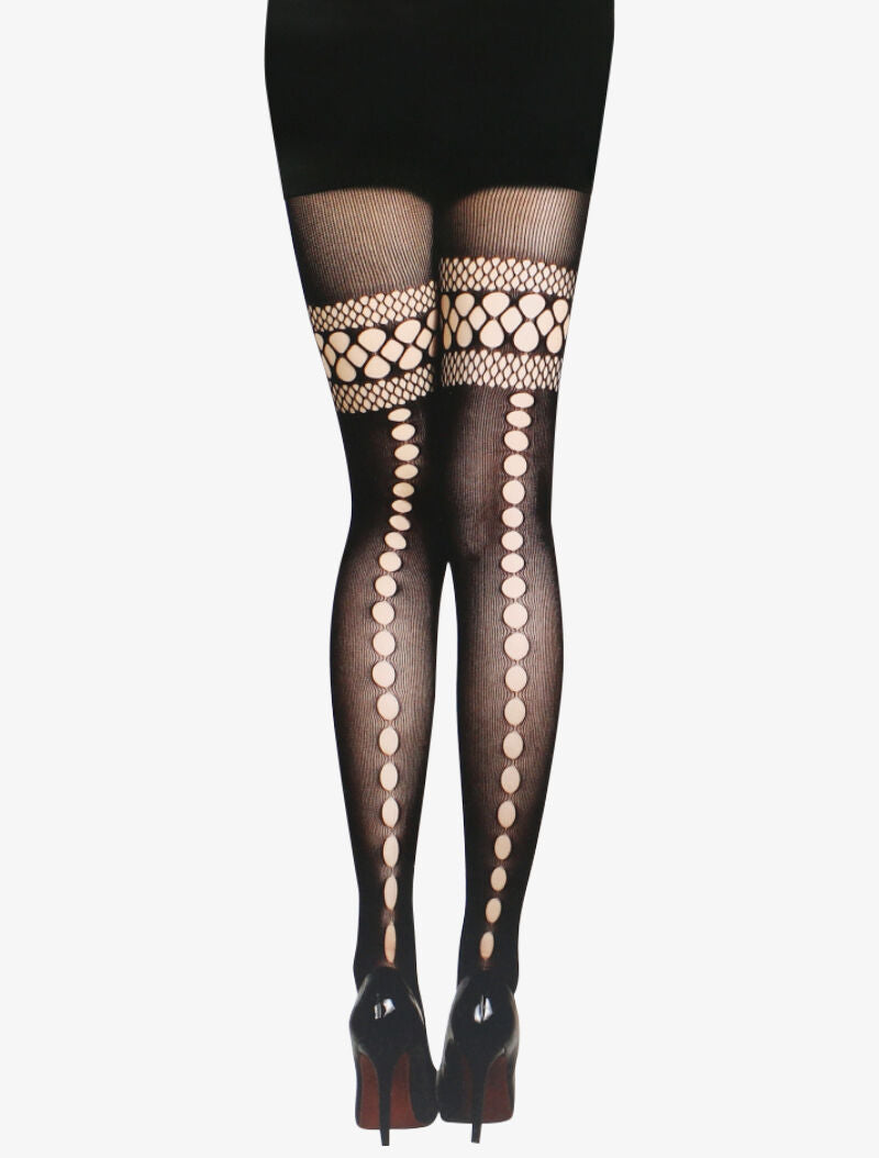 Collants résille ajourés par endroits - noir - 1