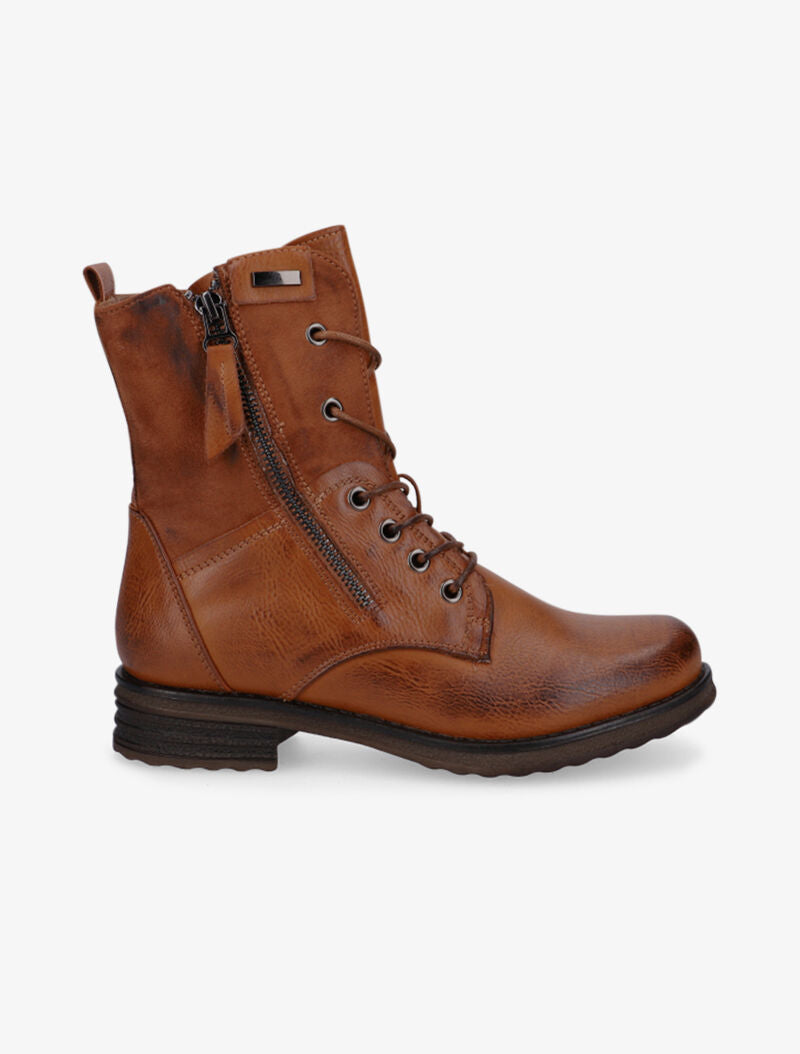 Bottines hautes effet craquelé - camel - 1