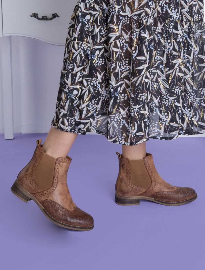 Chelsea boots piquetées - camel - 5