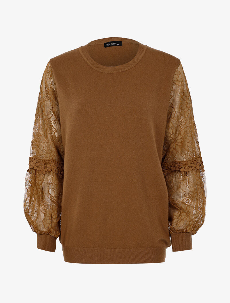 Pull à manches bouffantes stylisées - camel - 1