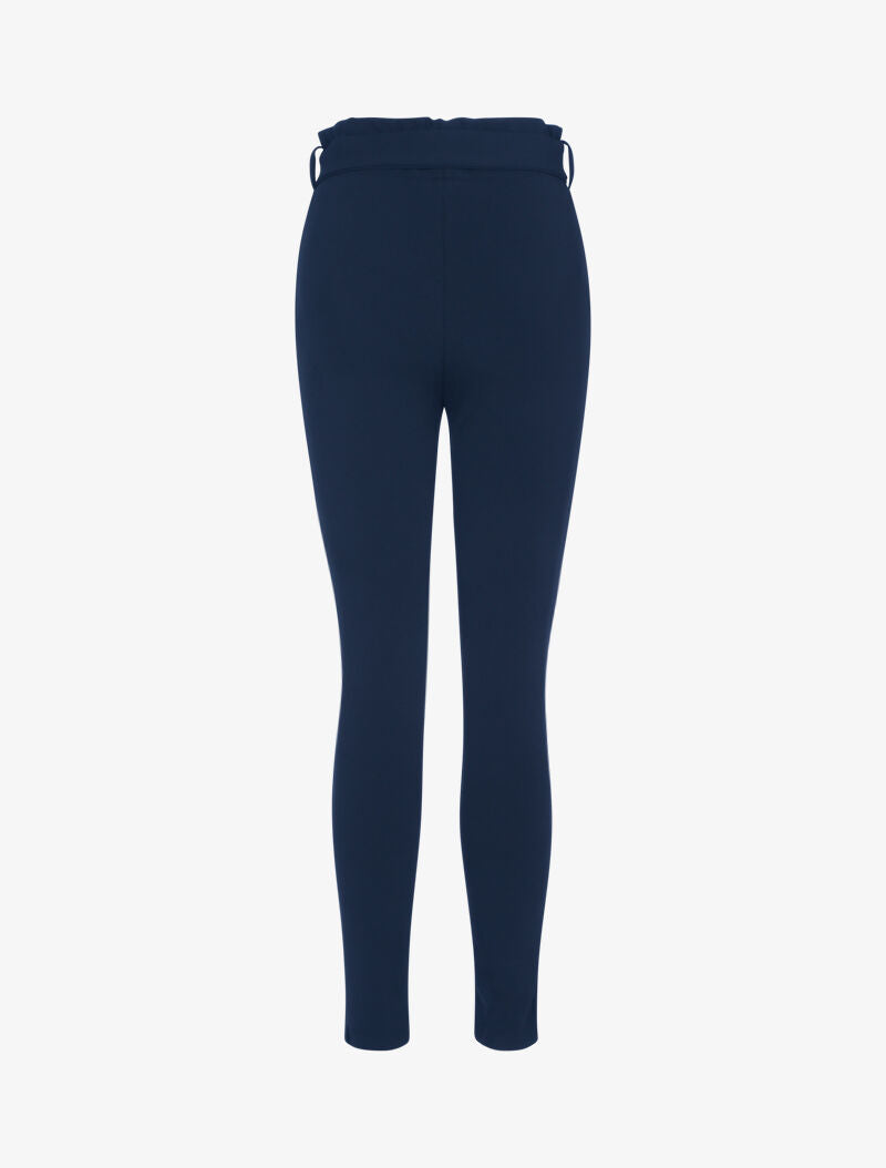 Pantalon coupe carotte à taille volantée - marine - 2