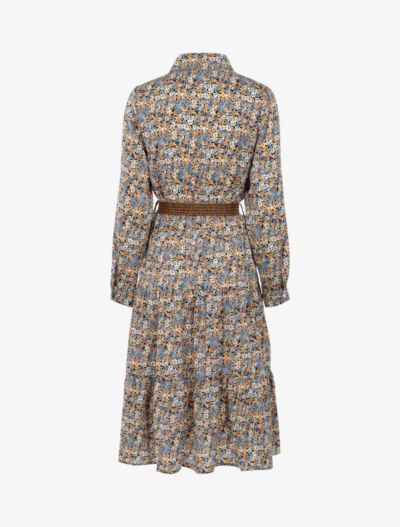 Robe légère cintrée à petites fleurs - bleu - 3