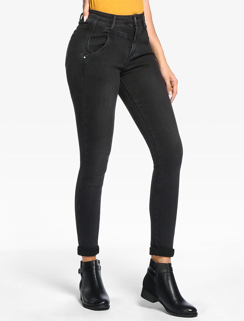 Jean slim à coutures stylisées - noir - 3