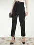 Pantalon uni à taille empire - noir - 1