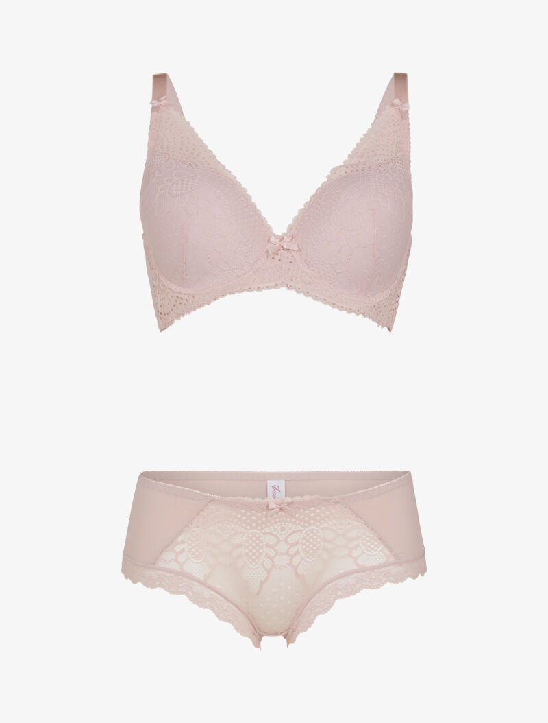 Ensemble à fleurs stylisées - rose orange - 1