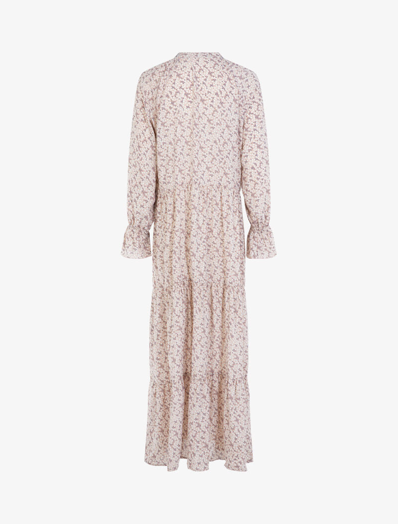 Robe longue fleurie coupe trapèze - rose - 2