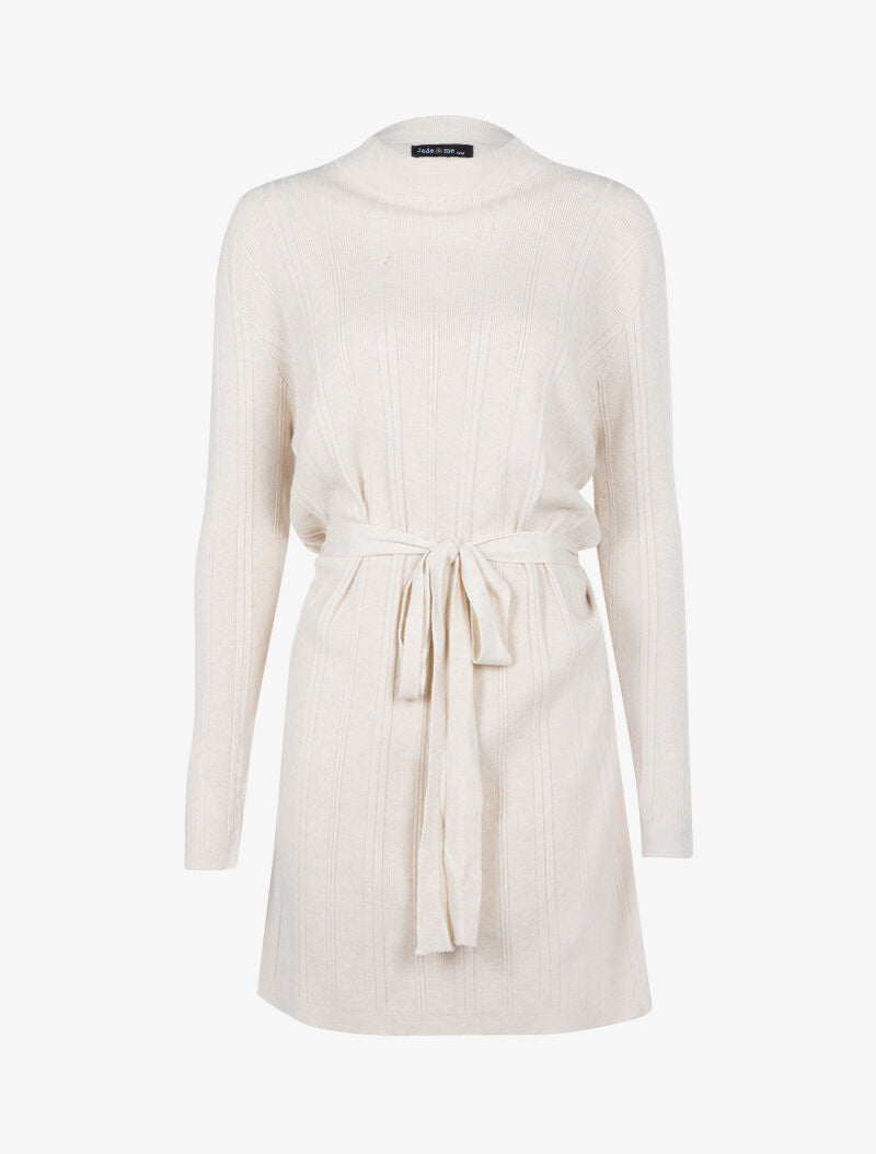 Robe pull ceinturée - beige - 3