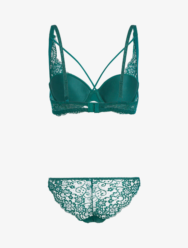 Ensemble corbeille lace out et tanga - vert sapin - 2