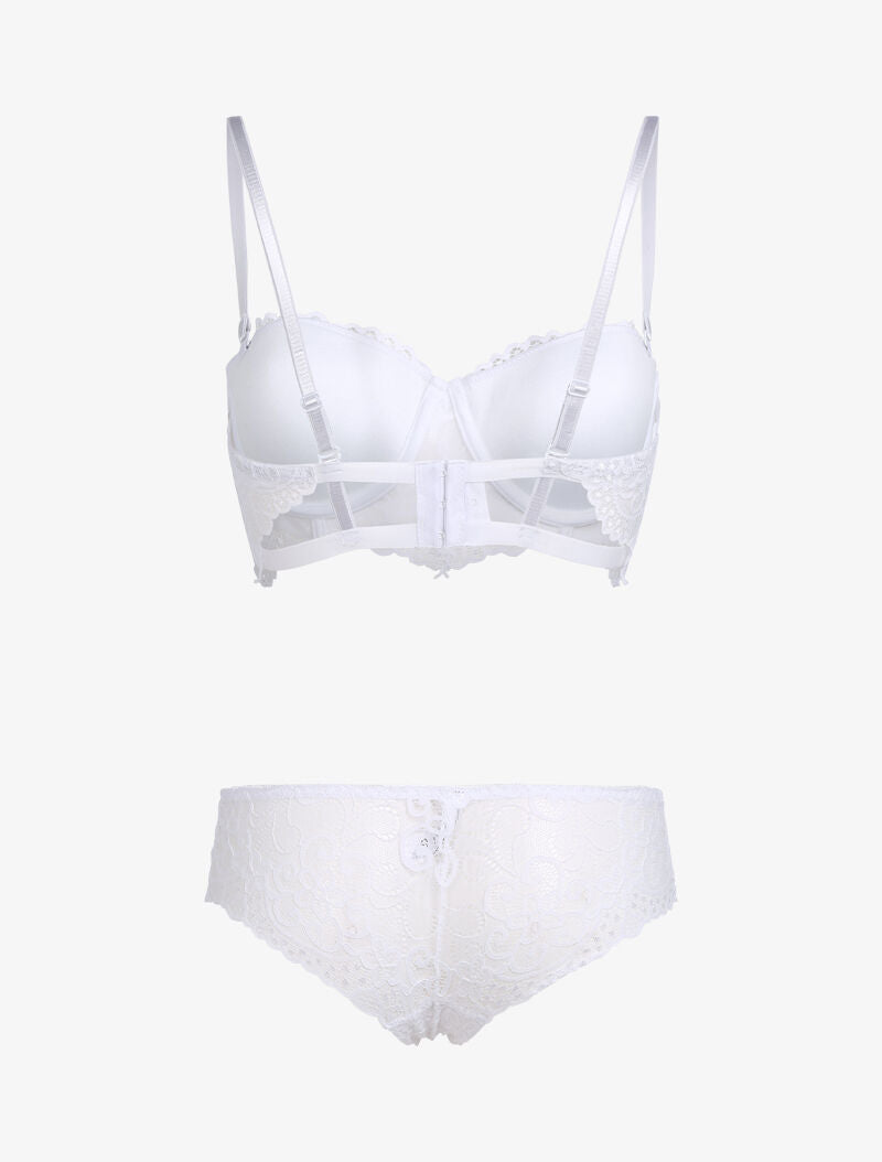 Ensemble à dentelle à fleurs et arabesques - blanc - 2