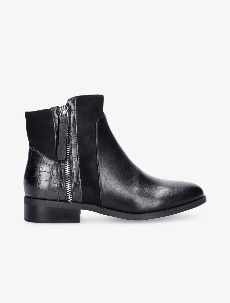 Boots bimatière à contrefort croco - noir - 5