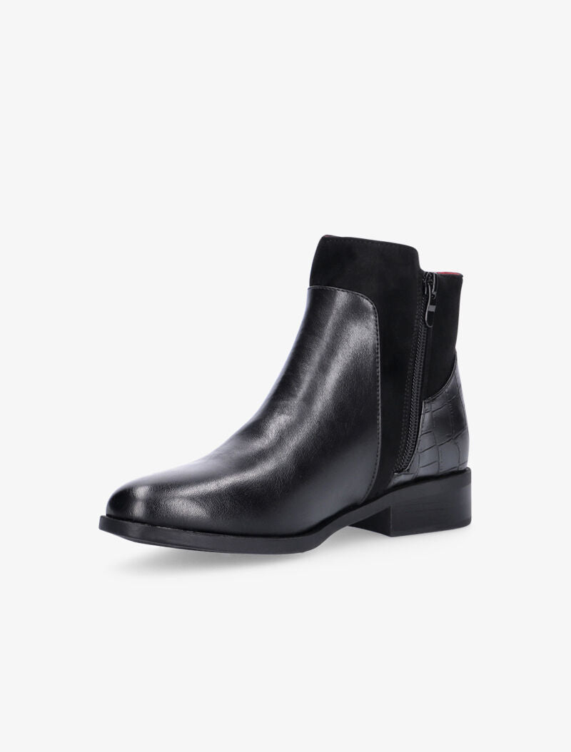 Boots bimatière à contrefort croco - noir - 3