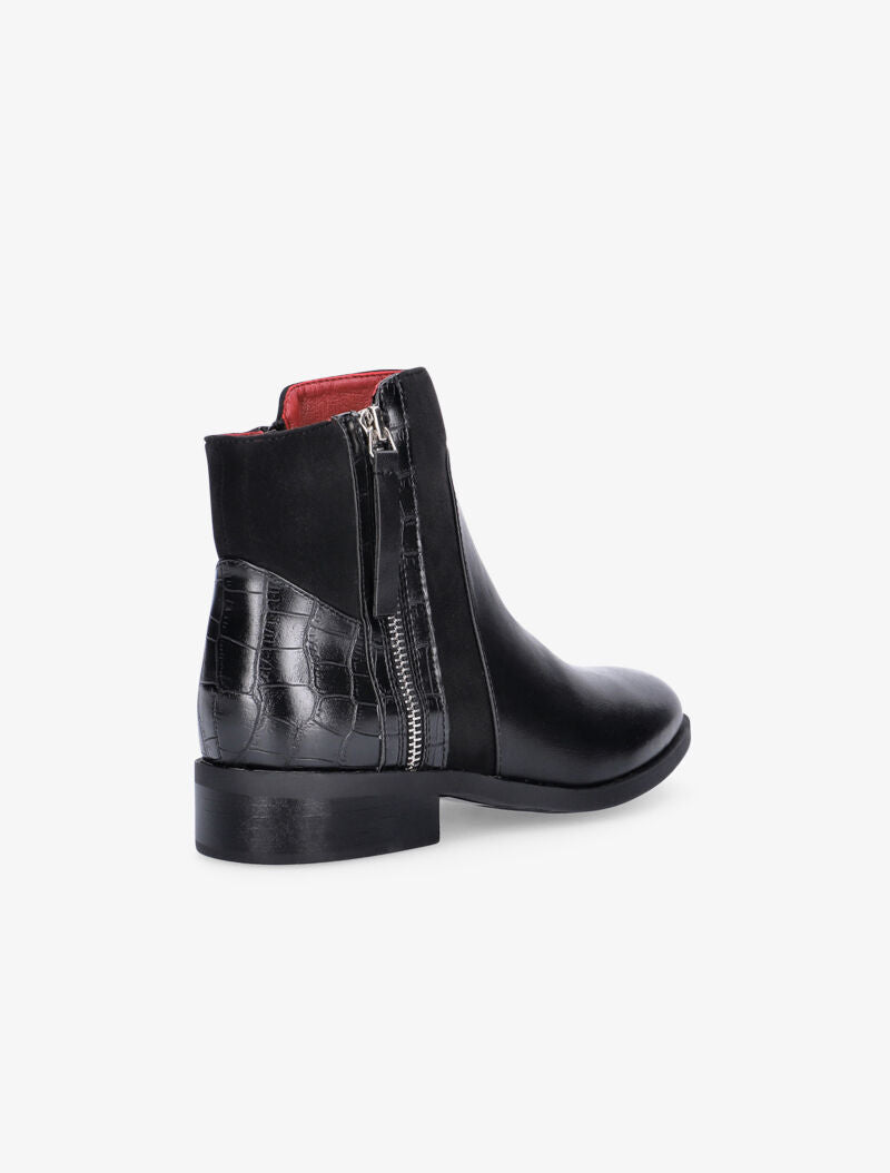 Boots bimatière à contrefort croco - noir - 4