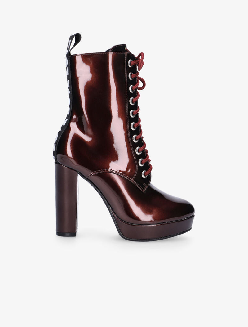 Bottines hautes vernies à inscription love - lie de vin - 5
