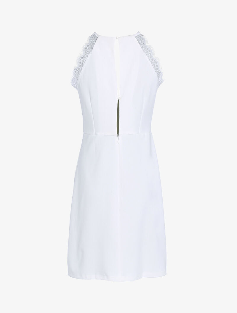 Robe à col américain et dentelle - ecru - 2