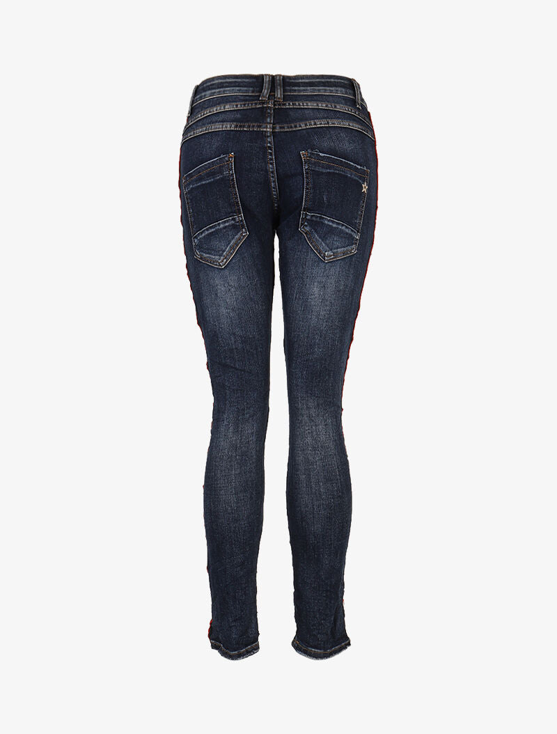 Jean à liseré perlé - denim foncé - 4