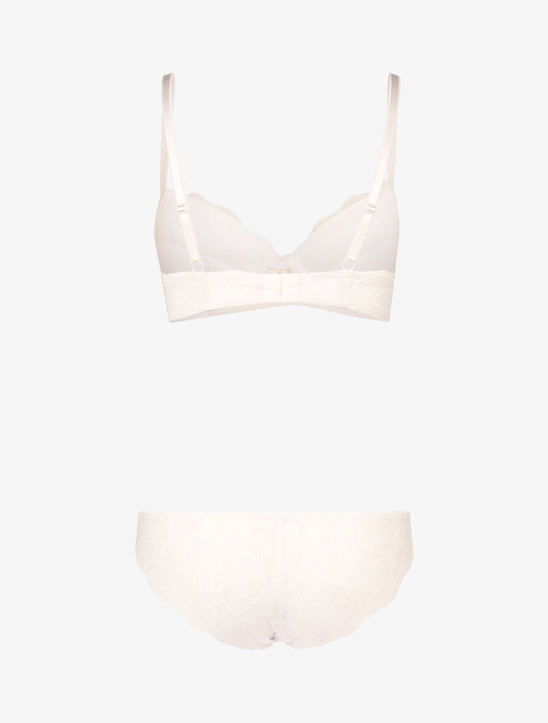 Ensemble push up en dentelle festonnée - blanc - 2