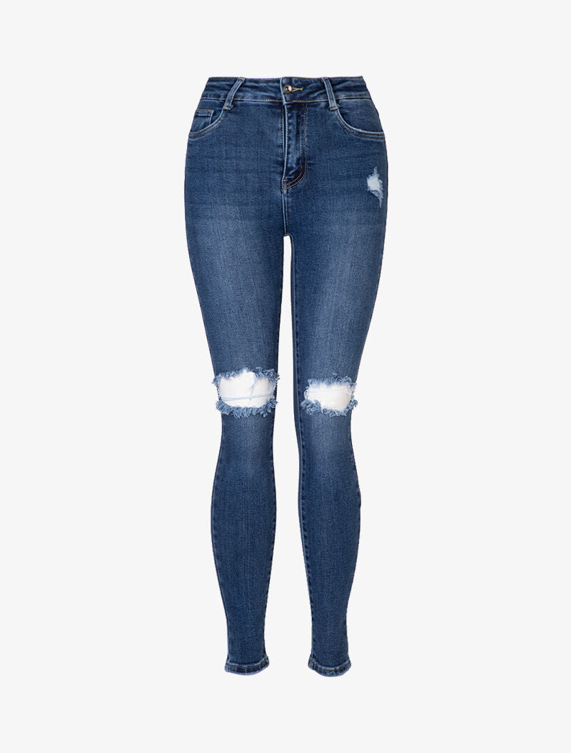 Jean skinny à genoux ouverts - bleu denim - 3