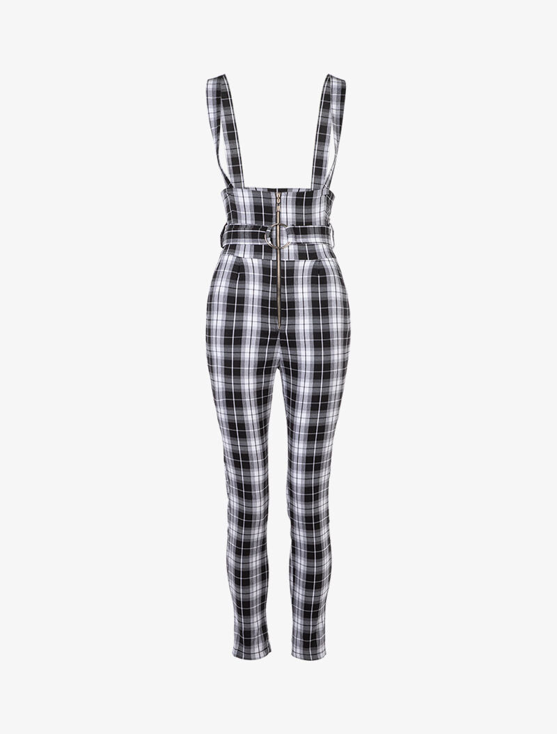 Salopette moulante à imprimé tartan - noir/gris foncé - 2