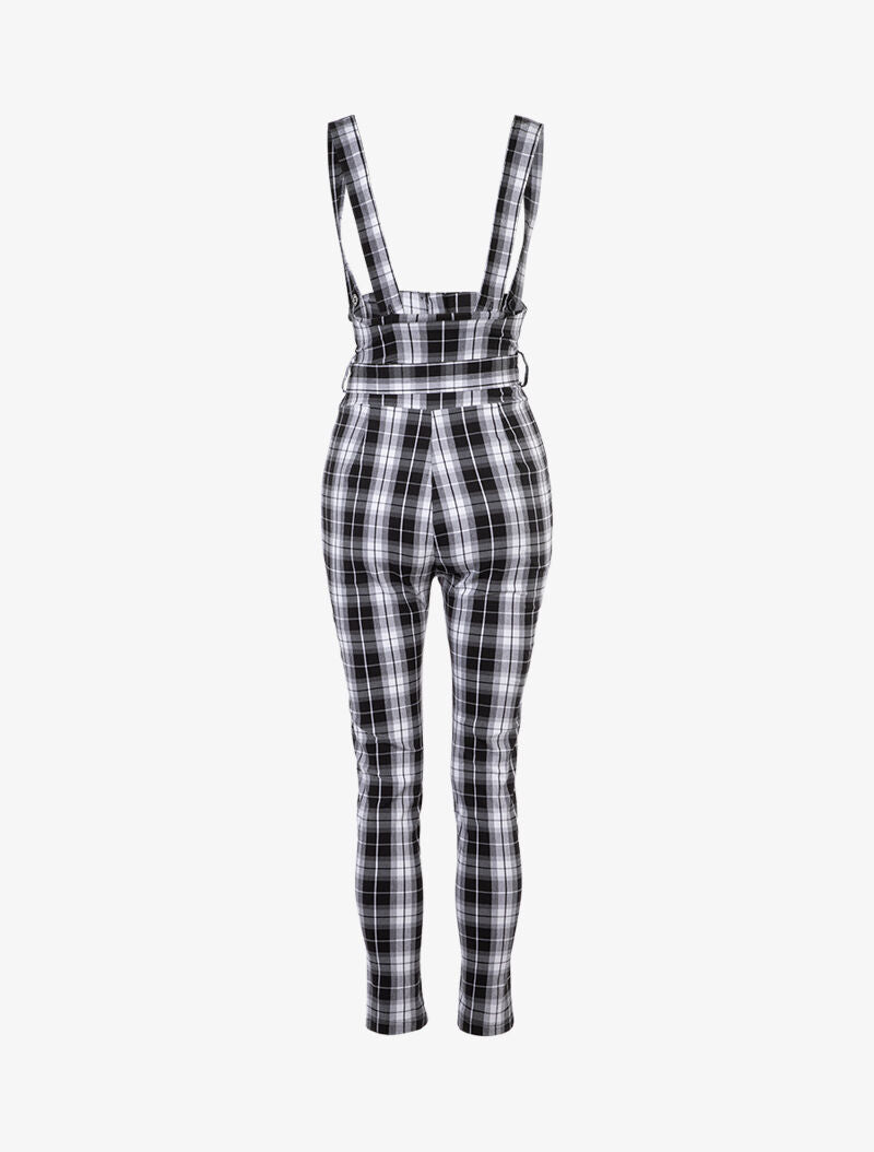 Salopette moulante à imprimé tartan - noir/gris foncé - 3