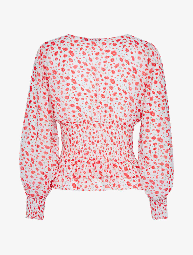 Blouse à imprimé petites fleurs - rouge - 2