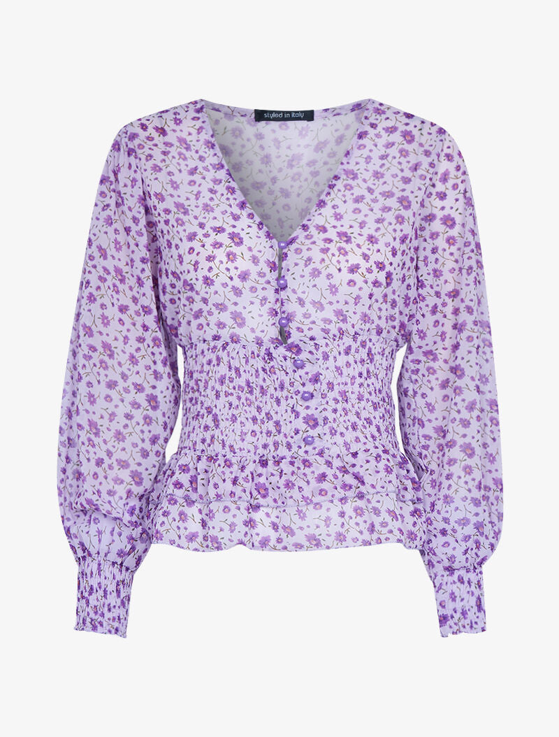 Blouse à imprimé petites fleurs - lilas - 3