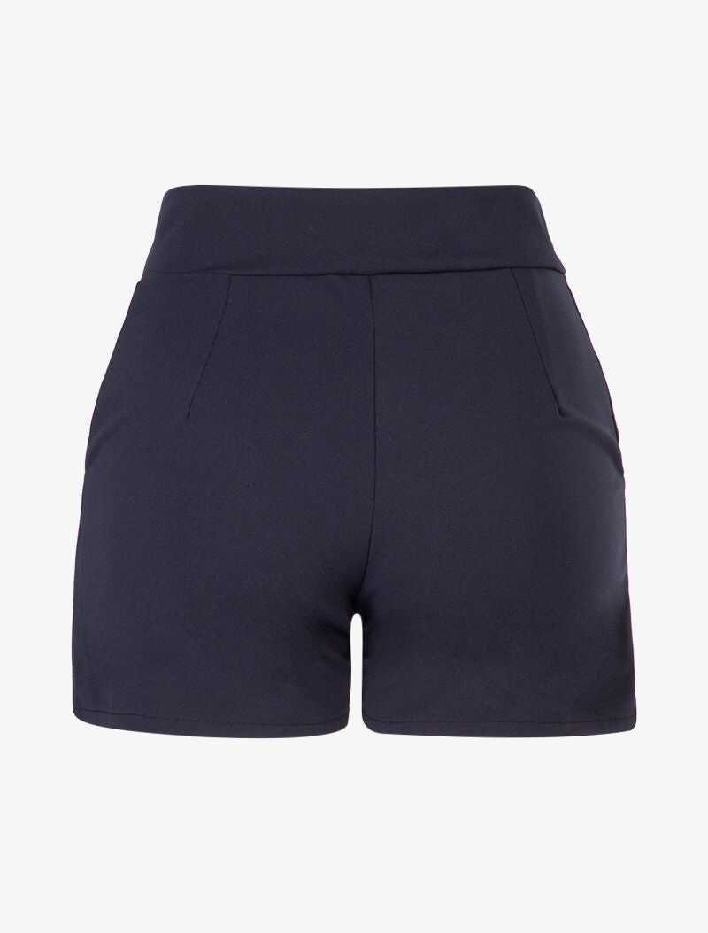 Short taille haute à côtés boutonnés - marine - 2