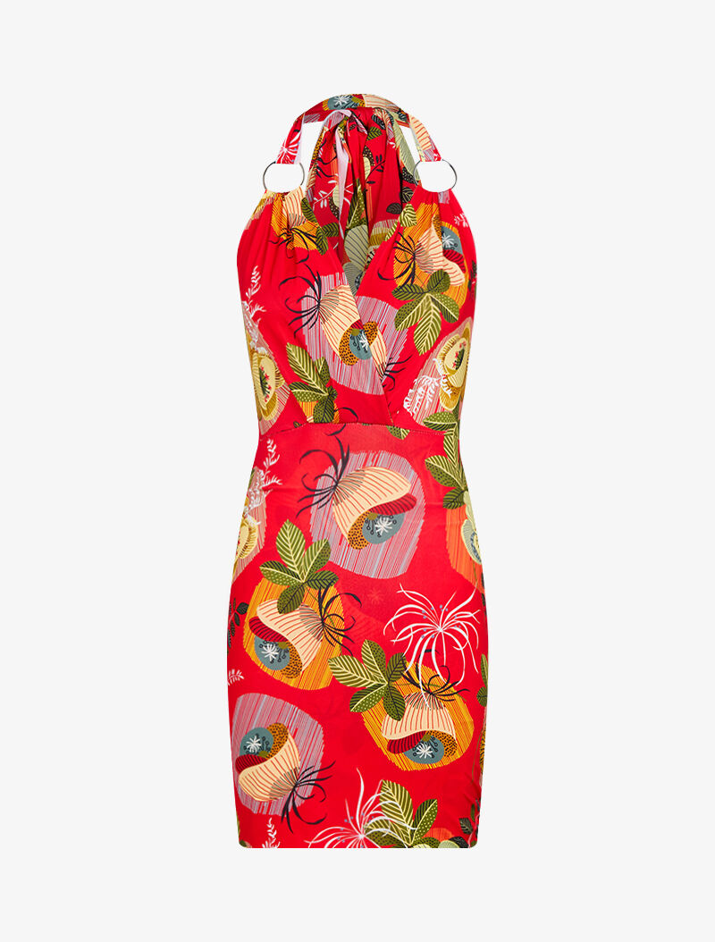 Robe imprimée à bretelles extra longues - rouge - 1