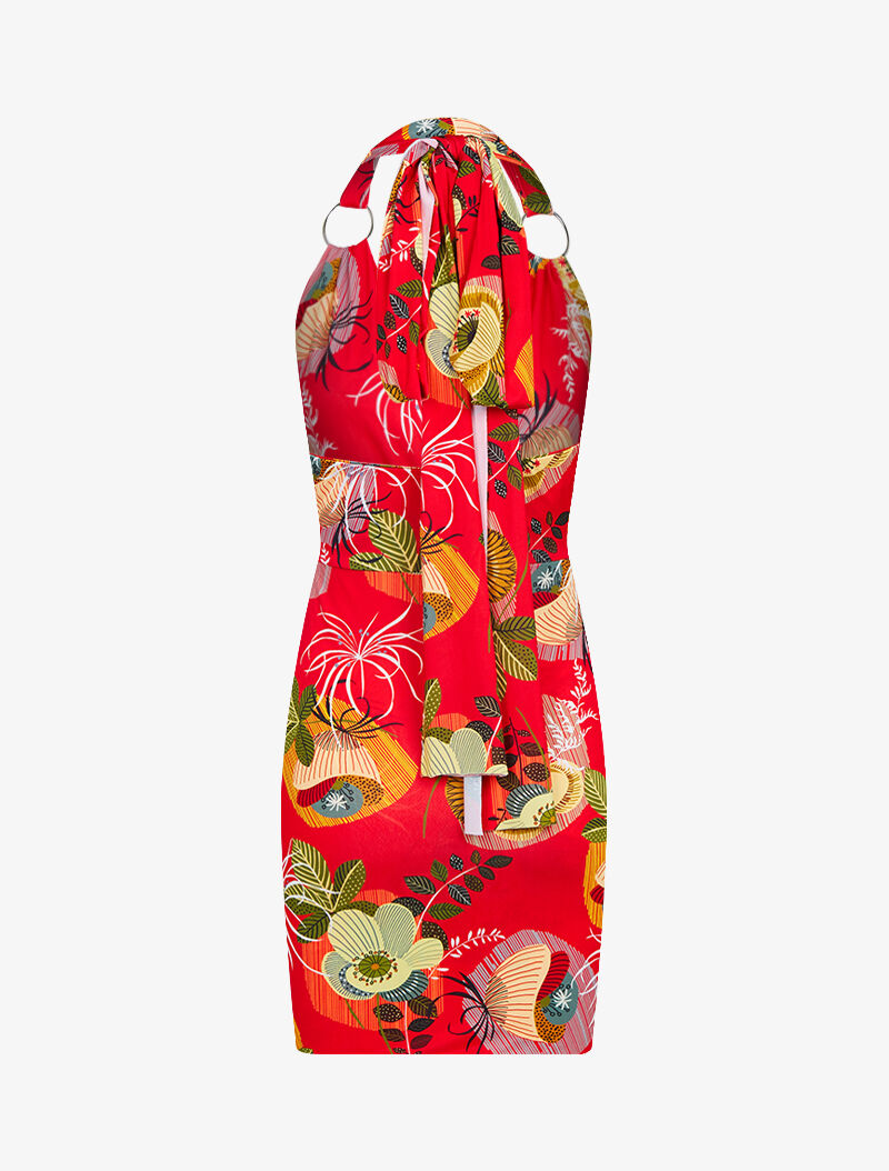 Robe imprimée à bretelles extra longues - rouge - 2