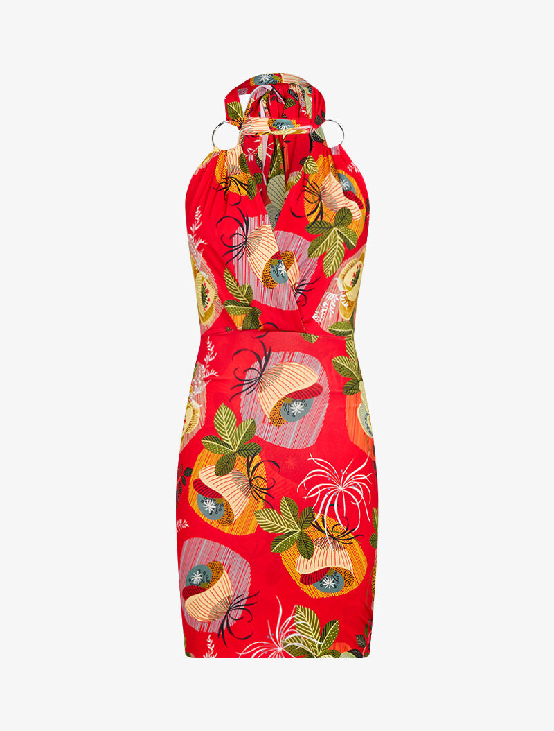 Robe imprimée à bretelles extra longues - rouge - 3