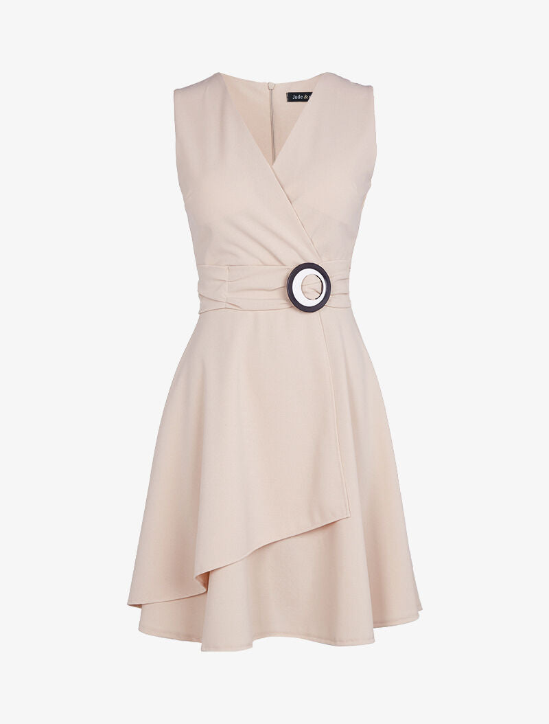 Robe patineuse à boucle contrastante - beige rosé - 3