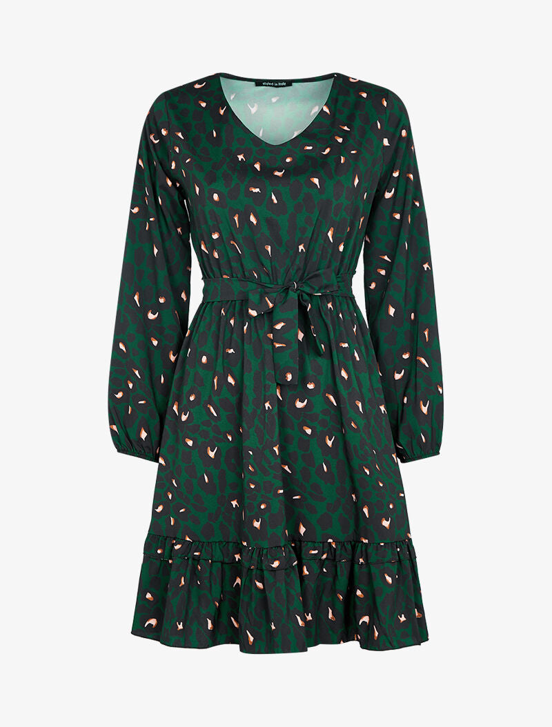 Robe patineuse à imprimés - vert foncé - 1