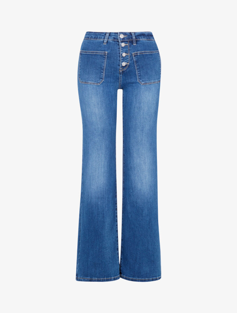 Jean ample délavé à poches avant plaquées - bleu denim - 3