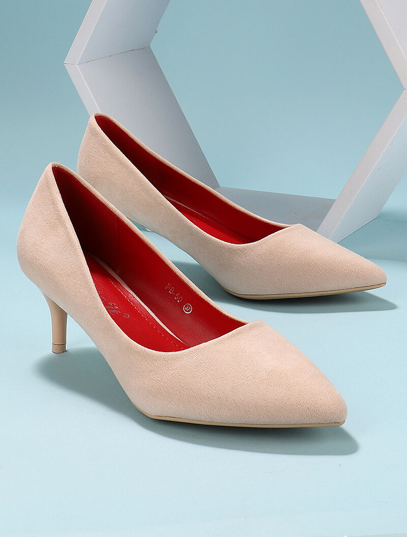 Escarpins suédés unis - beige rosé - 7