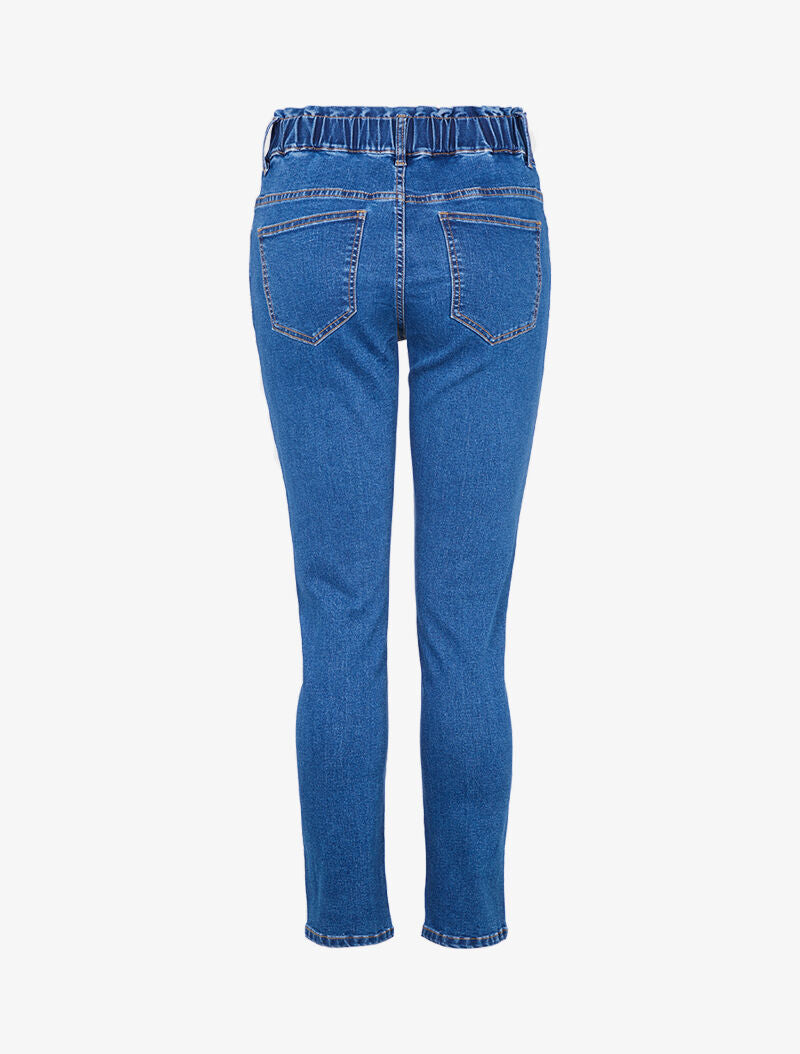 Jean à taille haute élastiquée - bleu denim - 4