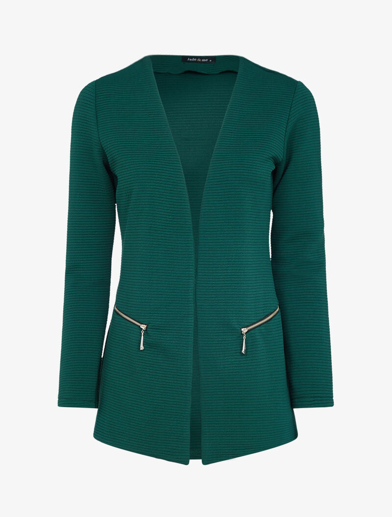 Veste effet rayé à zips - vert foncé - 2